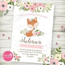 Comprar Kit Imprimible Bosque Zorrito Cumpleaños Invitación Nena