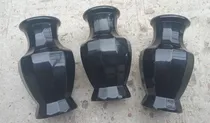 Comprar 3 Antiguos Floreritos Facetados En Vidrio Negro France