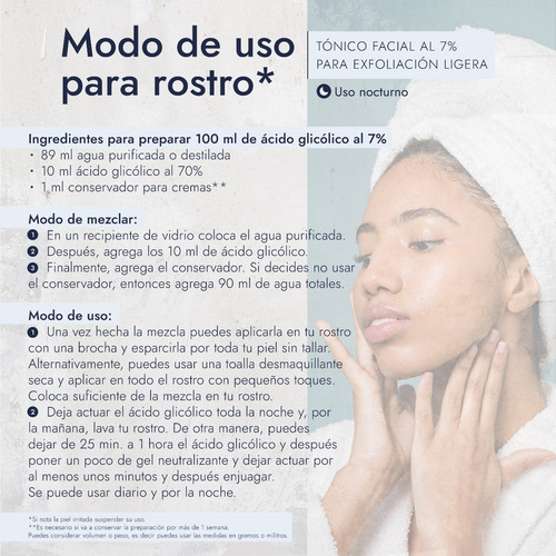 Imagen 8 de 10 de Ácido Glicólico Cosmético 70% Líquido 100 Ml (rinde 1 L)