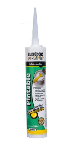 Sellador Acrílico Pintable Blanco Suprabond Cartucho X 280ml