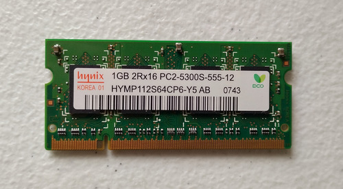 Memoria Hynix Hymp112s64cp6 1gb Pc2-5300s Laptops Acer 5720z (Usado)