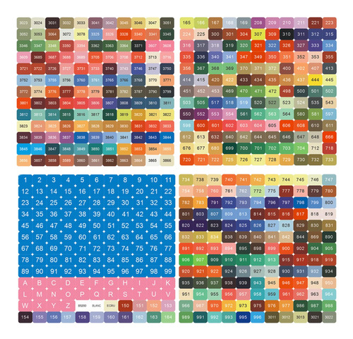 4 Pegatinas De Número De Color Para Pintura De Diamantes,