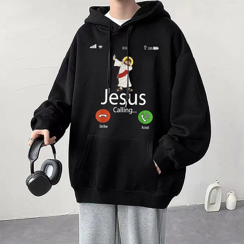 Wcc Sudaderas Con Capucha Jesus Is Calling Christian Meme Pa