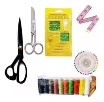 Comprar Kit De Costura Tijeras Sastre + Costura Hilos Agujas Kaos  