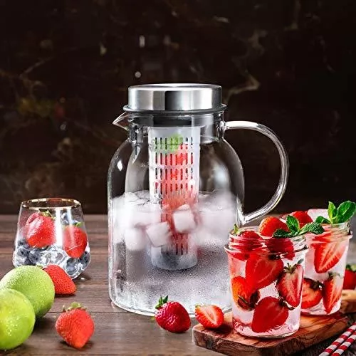 Home Essentials & Beyond - Jarra infusora de agua, jarra de agua con  infusor de frutas, jarra acrílica inastillable, diseño elegante y duradero,  ideal