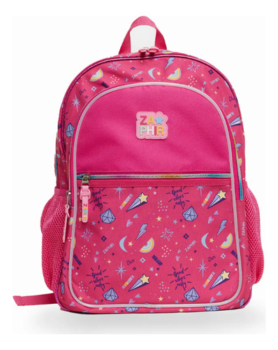 Mochila Escolar De Espalda Estampa Espacio 43cm Zaphir Color Rosa Chicle Diseño De La Tela Estampado