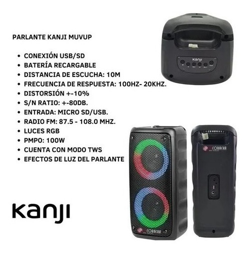 Imagen 4 de 4 de Parlante Portatil Kanji Muvup Kj-muvup 100w Pmpo