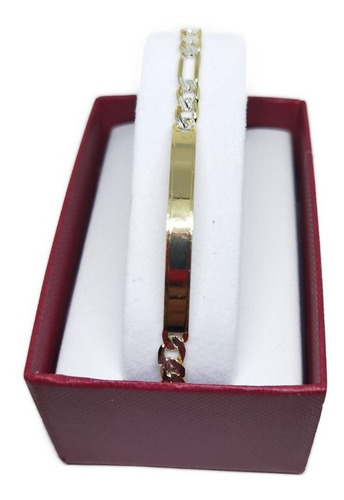 Esclava Figaro Diamantada 1 Pz. De Oro Lam. 18 O 20 Cm Diámetro 6 Largo 18 Cm