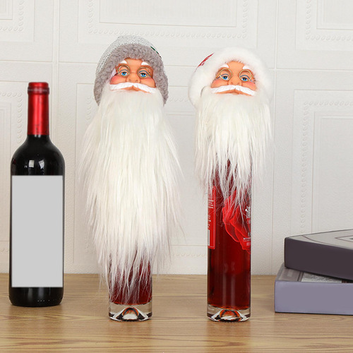 Funda Para Botella De Vino De Papá Noel, 30x9cm Barba Larga