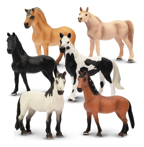 Toymany Juego De 6 Figuras De Caballo Grandes De Plástico .