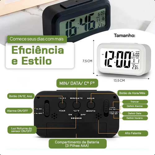 Despertador Digital, Mesa De Cabeceira Para Quarto De Idosos