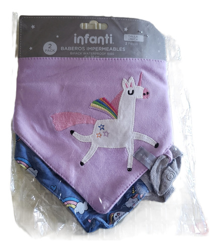 Bipack Babero Impermeable Unicornio, Marca Infanti