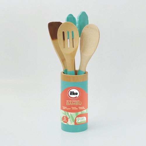 Set 4 Utensilios Bambu Menta Ilko