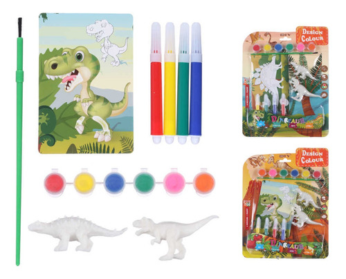  Set De Pintura Para Niños Temperas Dinosaurio
