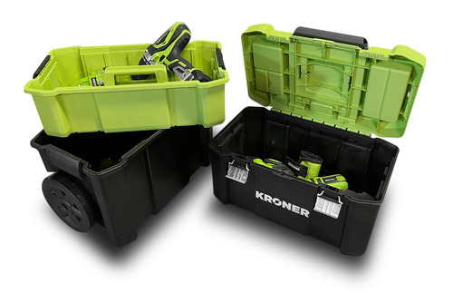 Carro Porta Herramientas Caja 3 Cuerpos Profesional Kroner Color Verde lima