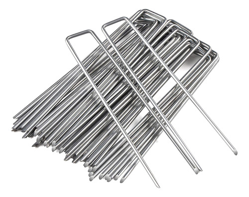 50 Paquetes De Estacas De Jardín De Acero Galvanizado Plata