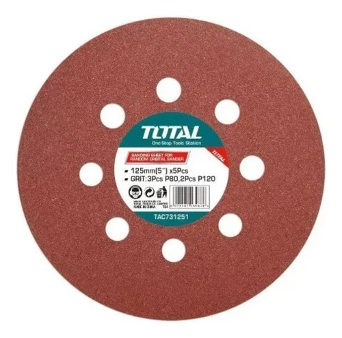 Lija disco Circular 125mm (5 u) total tac731251