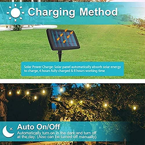Cadena De Luces Solares Led Para Patio Impermeable 24 Pies