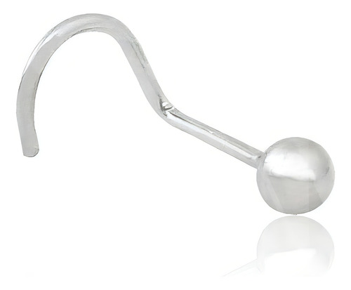 Piercing en punta para nariz, plata 925, bola o piedra de color plateado