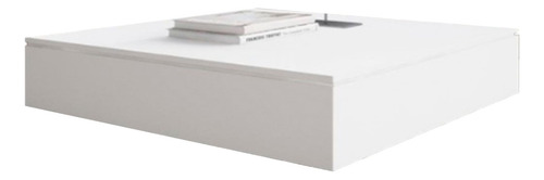 Mesa Ratona Moderna Cubo Centro Living Melamina 80x80x30 Blanco