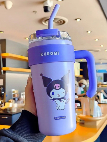 Vaso Térmico Termos Cooler Tipo Stanley Sanrio Kuromi 860ml