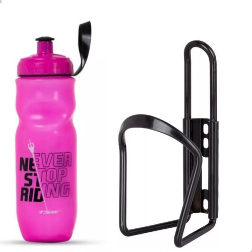 Squeeze/garrafinha Tsw + Suporte Aluminio Bike 650ml Cor Never Pink