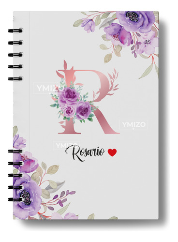 Agenda 2024 Personalizada Diseño Flores Con Inicial Y Nombre