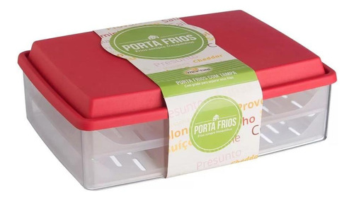 Organizador Porta Frios Duplo Com Tampa Vermelho D Geladeira