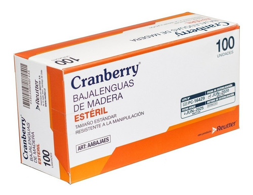 Baja Lengua Estéril Cranberry 100 Unidades
