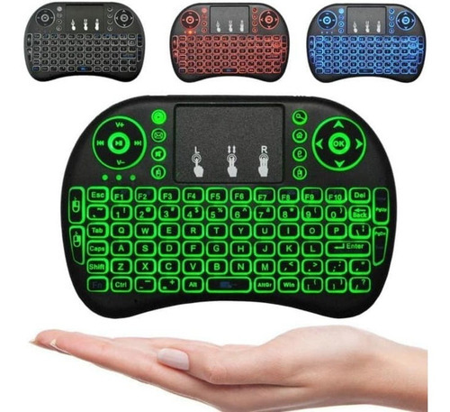 Mini Teclado Led Luz Sem Fio Wireless Touch Pad Universal Pc Cor do teclado Preto