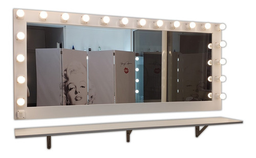 Espejos De Maquillaje 80 X 80 13 Luces Con Mesa  Incluye Ménsulas. Led. Camerinos,estilo Hollywood, Makeup Todoespejos