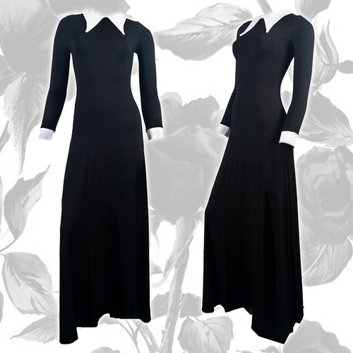 Vestido Largo Luto Merlina Gotica Funeral Terror Hitch