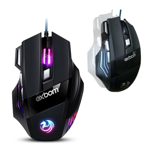 Kit Teclado Mouse Rgb Iluminado Gamer Led Semi Mecanico Abnt Mouse Preto Teclado Preto