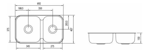 Cuba Dupla Tramontina Plus 69x40x14 Inox Polido + Kit