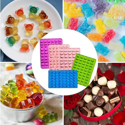Set De 5 Moldes Para Gomitas Más 2 Goteros Moldes De Silicón