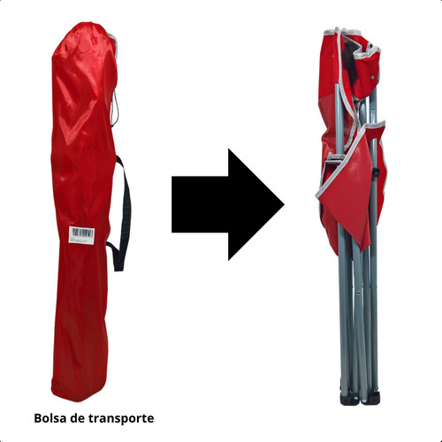Cadeira Dobrável Reforçada Neoblue Explorer Vermelha Suporta 160kg - C/ Apoio De Braço E Porta Copos, Para Camping E Pesca - Bolsa Inclusa