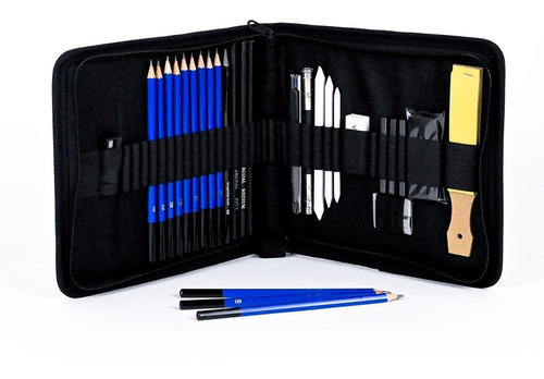 Set Dibujo Artistico Estuche X 32 Pza Hb Grafito Difusores