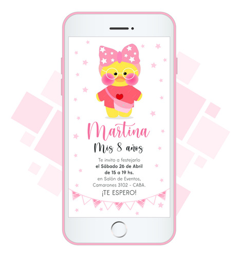 Invitación Imagen Digital - Patito Lalafanfan Patito Lalafanfan