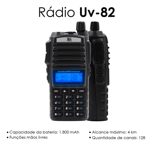 Rádio Comunicador Baofeng Uv-82 De Longo Alcance Uhf Vhf Com Fone
