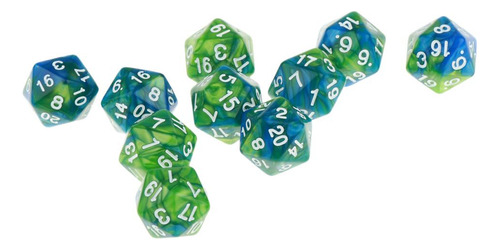 Dados Polihédricos Piezas D20 Verde Púrpura Verde Púrpura