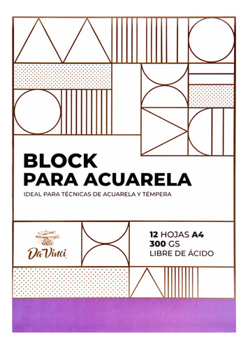 Block  A4 Para Acuarela Davinci 300 Gr. Libre De Ácido