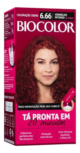  Tintura Para Cabelo Coloração 6.66 Vermelho Intenso Biocolor