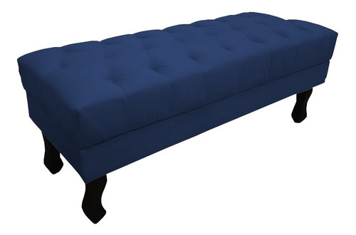 Puff Recamier Baú Luis Xv 1,20m Suede Azul Marinho