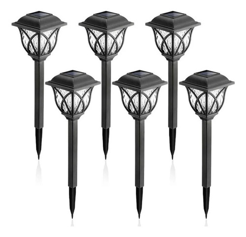 Estaca Solar X6 Jardin Exteriores Led Resiste Lluvia