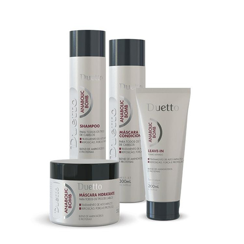 Kit Shampoo + Cond + Máscara + Leave-in Anabolic Bomb 500g