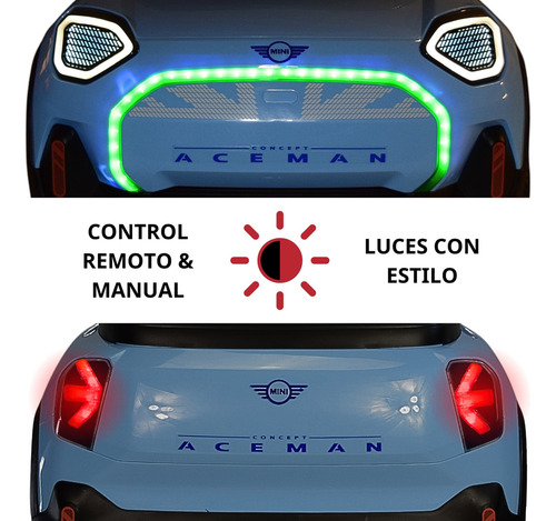 Montable Electrico Para Niños Mini Cooper Aceman Control Remoto 12v Azul Joykoo