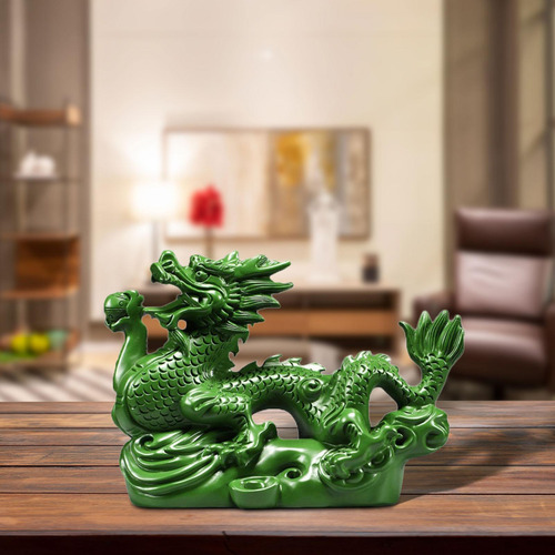 Figurita De Dragón Chino, Adorno Artesanal De Verde