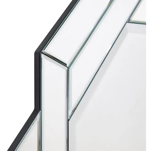 Espejo Hexagonal Negro Mate 34 Listo Para Colgar - Decoraci