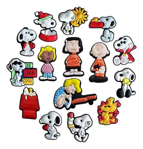 Unisex Pines Decoración De Zapatos Para Peanuts Snoopy 15pcs