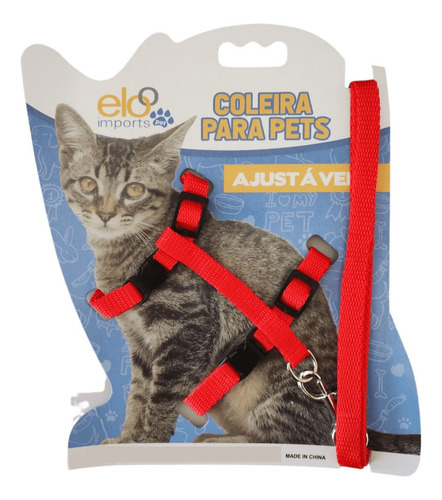 Collar pectoral Cat Pet Guide con ajuste de seguridad, color rojo